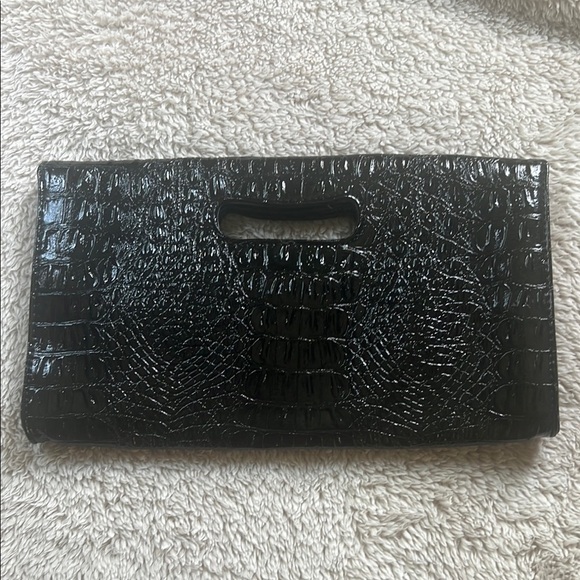 Nine West Black Croc-Embossed Clutch with Metallic Detail - Picture 8 of 14